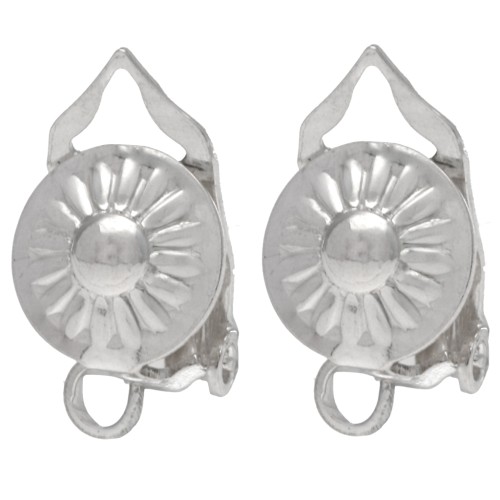 Fermagli per orecchie tondi fantasia 8 mm con anello aperto - Argento 925 x2