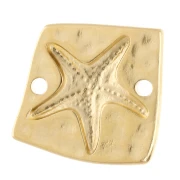 Distanziatore irregolare quadrato 16x17 mm - Stella marina - Dorato in oro fino x1