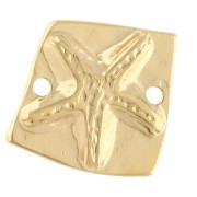 Distanziatore irregolare quadrato 16x17 mm - Stella marina - Dorato in oro fino x1