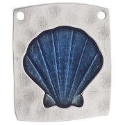 Ciondolo irregolare 32x28 mm conchiglia Placcatura argento fine Blu x1