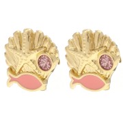 Boucles d'oreilles coquillage 13 mm - Dorato con oro fino - Salmone - Glitter rosa x2|raw }}