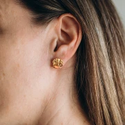 Boucles d'oreilles coquillage 13 mm - Dorato con oro fino - Salmone - Glitter rosa x2