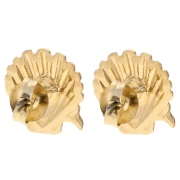 Orecchini a conchiglia 13 mm Dorati con oro fino - Turchese - Glitter blu x2