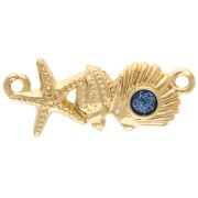 Inserto conchiglia e stella marina 26x11 mm - Oro fino Glitter blu x1