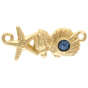 Inserto conchiglia e stella marina 26x11 mm - Oro fino Glitter blu x1