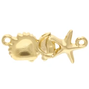 Inserto conchiglia e stella marina 26x11 mm - Oro fino Glitter blu x1