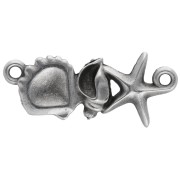 Distanziatore conchiglia e stella marina 26x11mm in argento fino impiallacciato in turchese antico