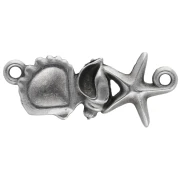 Distanziatore conchiglia e stella marina 26x11mm in argento fino impiallacciato in turchese antico