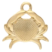 Charm a forma di granchio 16x15 mm in resina epossidica - Dorato in oro fino - Perla turchese x1