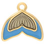 Ciondolo a coda di sirena da 16 mm in resina epossidica - Dorato in oro fino - Blu x1