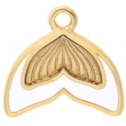 Ciondolo a coda di sirena da 16 mm in resina epossidica - Dorato in oro fino - Bianco x1