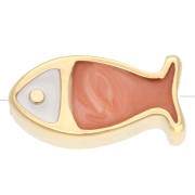 Perla di pesce 15x7,5 mm - resina epossidica - dorata con oro fino - salmone perlato x1