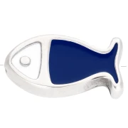 Perla di pesce 15x7,5 mm - resina epossidica - impiallacciatura in argento fino invecchiato Blu scuro x1