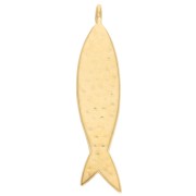 Ciondolo a forma di pesce 35x8 mm - Dorato in oro fino - Salmone x1
