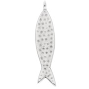 Ciondolo a forma di pesce 35x8 mm - Impiallacciatura in argento invecchiato - Turchese x1