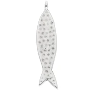 Ciondolo a forma di pesce 35x8 mm - Impiallacciatura in argento invecchiato - Turchese x1