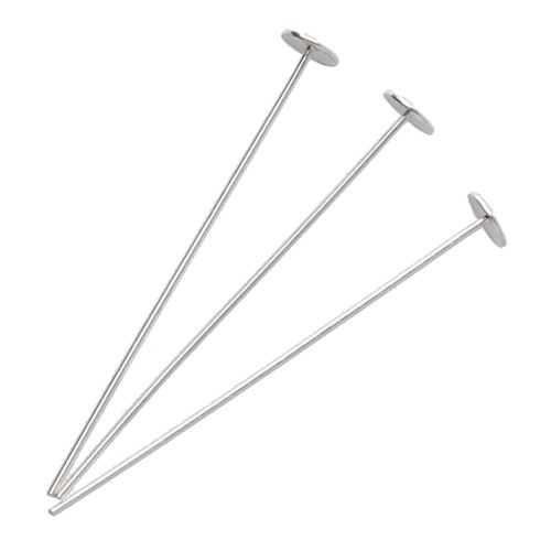 Chiodi a testa piatta 25x0,4 mm - testa del chiodo 3 mm - Argento 925 x10