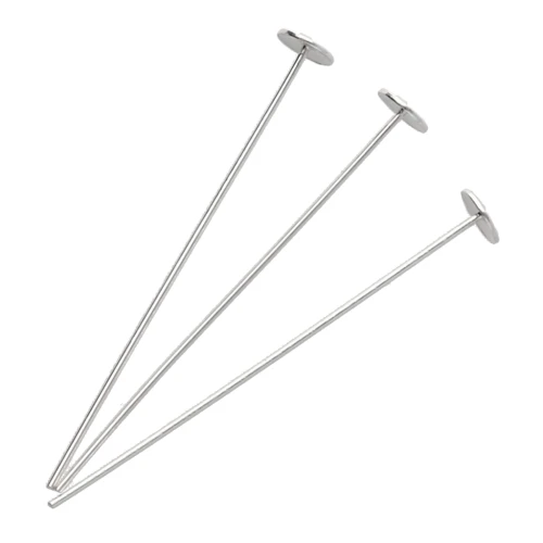 Chiodi a testa piatta 25x0,4 mm - testa del chiodo 3 mm - Argento 925 x10