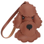Ciondolo a forma di cane barboncino 9x7 cm per borsa - PU - Marrone x1