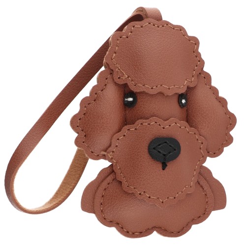 Ciondolo a forma di cane barboncino 9x7 cm per borsa - PU - Marrone x1