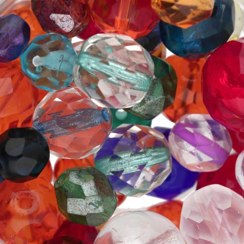 Assortimento di faccette da 6 mm a 12 mm - Trasparenti e multicolori, 50 g