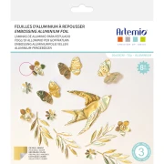 Set di 3 lastre di metallo a rilievo 20x20 cm - Artemio - Oro pallido - Argentato