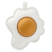 Ciondolo a forma di uovo piatto 7x6 cm per gioielli da borsa - PU - Bianco - Giallo x1