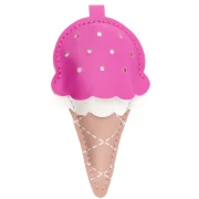 Ciondolo ghiaccio per borsa gioielli 11x5,5 cm - PU - Rosa - Marrone x1