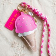 Ciondolo ghiaccio per borsa gioielli 11x5,5 cm - PU - Rosa - Marrone x1