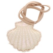 Ciondolo a conchiglia 6x6 cm per borsa - PU - Crema Perla x1