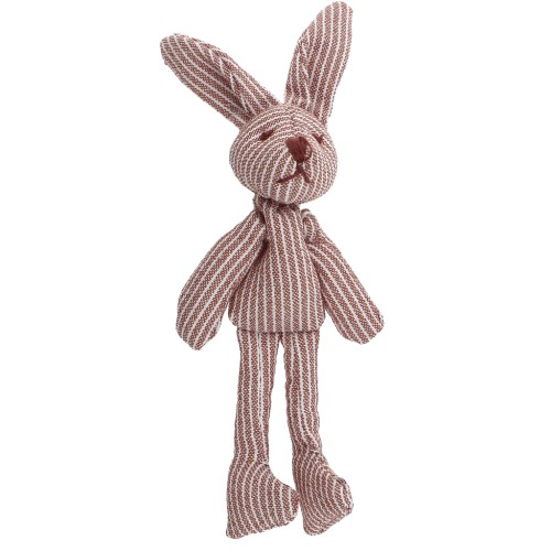 Pendente a forma di coniglio 12x4 cm per borsa - Tessuto - Marrone a righe - Ecrù x1