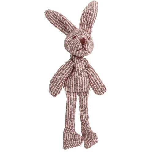 Pendente a forma di coniglio 12x4 cm per borsa - Tessuto - Marrone a righe - Ecrù x1
