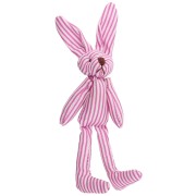 Pendente a forma di coniglio 12x4 cm per borsa - Tessuto - Rosa a righe - Bianco x1