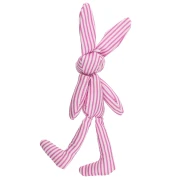 Pendente a forma di coniglio 12x4 cm per borsa - Tessuto - Rosa a righe - Bianco x1