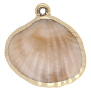 Ciondolo a conchiglia in acrilico 28x27 mm - Beige marmorizzato - Oro x1