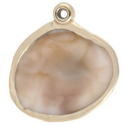 Ciondolo a conchiglia in acrilico 28x27 mm - Beige marmorizzato - Oro x1