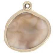 Ciondolo a conchiglia in acrilico 28x27 mm - Beige marmorizzato - Oro x1