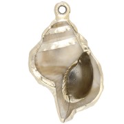 Ciondolo a conchiglia in acrilico 46x30 mm - Beige marmorizzato - Oro x1