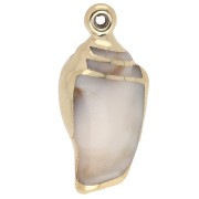 Ciondolo a conchiglia in acrilico 32x15 mm - Beige marmorizzato - Oro x1