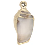 Ciondolo a conchiglia in acrilico 32x15 mm - Beige marmorizzato - Oro x1
