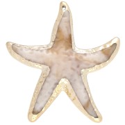 Ciondolo a forma di stella marina, 49x45,5 mm, acrilico - Beige marmorizzato - Oro x1