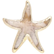 Ciondolo a forma di stella marina, 49x45,5 mm, acrilico - Beige marmorizzato - Oro x1