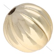 Perla rotonda striata da 11 mm in acrilico metallizzato CCB - Dorato x8