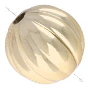 Perla rotonda striata da 11 mm in acrilico metallizzato CCB - Dorato x8