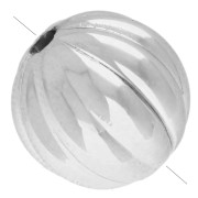 Perla rotonda striata da 11 mm in acrilico metallizzato CCB - Argento x8