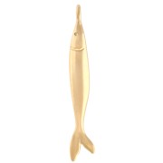 Ciondolo a forma di pesce 40x6,5 mm - Dorato in oro fino x1
