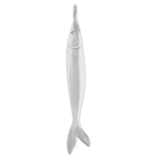 Ciondolo a forma di pesce 40x6,5 mm - Impiallacciatura in argento invecchiato x1