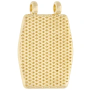 Pendente a forma di cavalluccio marino 22,5x15 mm - Dorato in oro fino - Corallo fluorescente