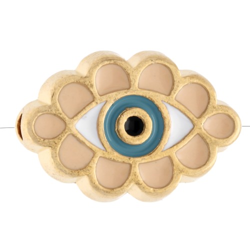 Perla a forma di occhio 11x17 mm con resina epossidica - Dorato con oro fino - Salmone - Blu x1