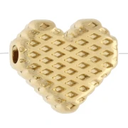 Perla a forma di cuore da 10 mm con motivo a occhio e resina epossidica - Dorato con oro fino - Rosso chiaro x1